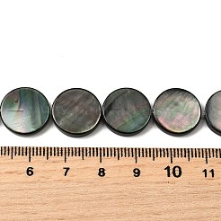 天然ブラックリップシェルビーズ連売り  フラットラウンド  14~14.5x3mm  穴：1.2mm  約28個/連  15.67''（39.8センチメートル）&nbsp;BSHE-D300-05-14mm