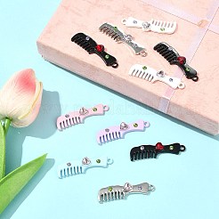 10個の合金ペンダント  くし  ラインストーン付き  スプレー塗装  ミックスカラー  44x16x5mm  穴：3mm&nbsp;ALRI-FS0001-12