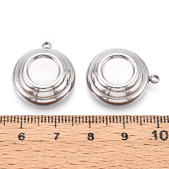 304ステンレススチールペンダントカボションセッティング  フラットラウンド  ステンレス鋼色  トレイ：9mm  22x19x5.9mm  穴：1.8mm&nbsp;LS-STAS-T065-84P