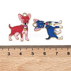 合金エナメルチャーム  犬のチャーム  ゴールドカラー  ミックスカラー  26x18.5x2mm  穴：2mm&nbsp;ENAM-T026-01M