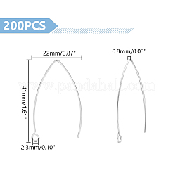 304ステンレススチールピアスフック200個  マーキスイヤーワイヤー  ステンレス鋼色  41x22x0.8mm  20ゲージ  穴：2.3mm&nbsp;STAS-UN0058-49