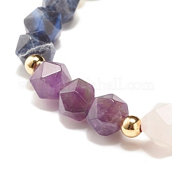 女性用チャクラナチュラルミックスストーンビーズブレスレット7個  内径：2-1/8インチ（5.4cm）&nbsp;BJEW-JB07417