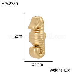 タツノオトシゴ 304 ステンレススチールビーズ  イオンプレーティング（ip）  14KGP本金メッキ  12x5mm  穴：1mm&nbsp;STAS-OY017-51G