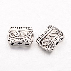 チベットスタイルの亜鉛合金マルチ連リンク  カドミウムフリー＆鉛フリー  長方形  アンティークシルバー  11x8x4mm  穴：1mm&nbsp;LS-PALLOY-ZN784-AS-LF