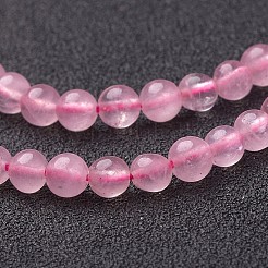 天然石ローズクォーツビーズ連売り  ラウンド  4mm  穴：0.8mm  約85~90個/連  15~16インチ&nbsp;GSR4mmC034