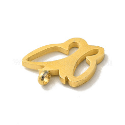 PVD真空メッキ304ステンレススチールチャーム  バタフライチャーム  ゴールドカラー  13x12.5x3mm  穴：2mm&nbsp;STAS-M311-01G