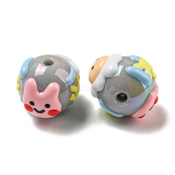 手描きのアクリルとエナメルビーズ  漫画  ミックスカラー  15x17~18.5x18~20.5mm  穴：2.7mm&nbsp;MACR-D031-05