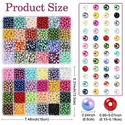 2セット2スタイルDIYラウンドABSプラスチック模造真珠とガラスパールビーズブレスレット作成キット  ミックスカラー  6x5.5mm  穴：1.8mm  1200個/セット  1セット/スタイル&nbsp;DIY-YW0012-65