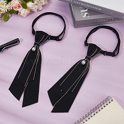 女性と女の子のための樹脂入り調節可能なポリエステルネクタイ  ブラック  223x85x18.5mm  内径：145mm&nbsp;AJEW-WH0800-02A