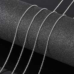 変色しない304ステンレススチールアズキチェーン  ハンダ付け  オーバル  ステンレス鋼色  1.5x1.1x0.3mm&nbsp;X-CHS-Q001-09-100m