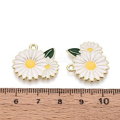 合金とエナメルのペンダント  花  ライトゴールド  ホワイト  20x22x2mm  穴：1.6mm&nbsp;ENAM-T021-26A