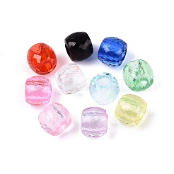 クリアアクリルヨーロピアンビーズ  バレル  大穴ビーズ  多面カット  ミックスカラー  13x11mm  穴：5.5mm  約462個/500g&nbsp;OACR-Q200-09