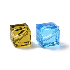模造オーストリアクリスタルビーズ  グレードAAA  k9ガラス  多面カット  キューブ  ミックスカラー  8.5x10x10mm  穴：0.9~1mm&nbsp;SWAR-F069-7x7mm-M