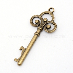 レトロな合金ペンダント  カドミウムフリー＆鉛フリー  キー  アンティークブロンズ  67x28.5x5.5mm  穴：3.3mm&nbsp;PALLOY-WH0076-66AB-RS