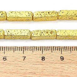 電気メッキされた天然溶岩岩ビーズ連売り  直方体の  黄金メッキ  13.5~14x4~4.5x4~4.5mm  穴：0.8~0.9mm  約30個/連  16.30''（41.4センチメートル）&nbsp;G-I360-K03-01