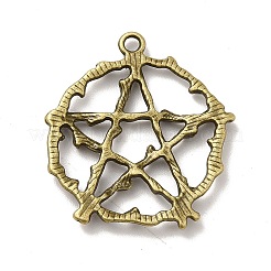 合金ペンダント  星柄丸  アンティークブロンズ  28x26x3mm  穴：2mm&nbsp;FIND-C014-02AB