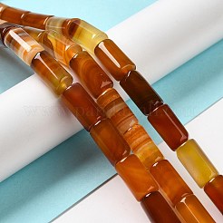 天然石瑪瑙ビーズ連売り  染め＆加熱  コラム  チョコレート  8~8.5x14.5~16mm  穴：1.6mm  約12個/連  7.20~7.48''（18.3~19センチメートル）&nbsp;G-H295-E01-03