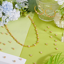 ライトゴールドトーン合金エナメルビーズ60個  花  ホワイト  7x6.5x5mm  穴：1mm&nbsp;ENAM-PH0003-26B