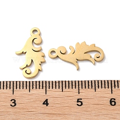 イオンプレーティング（IP）304ステンレスペンダント  手動研磨  リーフチャーム  ゴールドカラー  17.5x10x1mm  穴：1.6mm&nbsp;STAS-Q303-16G