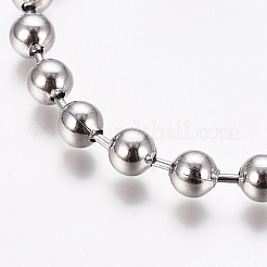 変色しにくい304ステンレススチールボールチェーンブレスレット  カニカン付き  女性のための  ステンレス鋼色  7-1/2インチ（19cm）&nbsp;BJEW-G628-09P