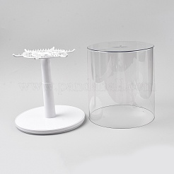 回転式腹筋＆ペットアクションフィギュアディスプレイケース  コラム  ホワイト  23x25.7cm&nbsp;ODIS-WH0086-219B