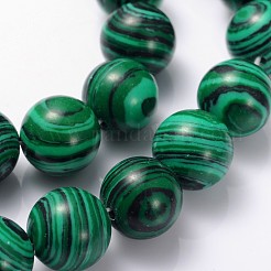 天然石連売り  模造マラカイト  ラウンド  染め  10mm  穴：1mm  約40個/連  14.5~15インチ&nbsp;G448-4