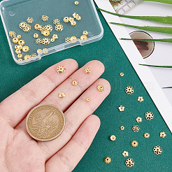 60個、6つのスタイル、925つのスターリングシルバービーズキャップ  花  18KGP本金メッキ  3~6x4~6x0.8~1.5mm  穴：0.6~0.9mm  10個/スタイル&nbsp;STER-PH0001-76