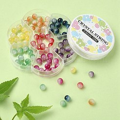 DIY模造翡翠ブレスレット作成キット  ガラス丸ビーズを含む  伸縮性のある糸  ミックスカラー  ビーズ：8mm  穴：1.5mm  105個/セット&nbsp;DGLA-YW0001-13