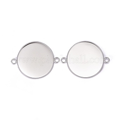 201ステンレススチールカボションコネクタセッティング  プレーンエッジベゼルカップ  フラットラウンド  銀  トレイ：30mm  42x32x2mm  穴：3mm&nbsp;STAS-F191-15S-J