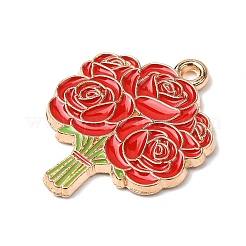 合金エナメルチャーム  花のチャーム  ゴールドカラー  レッド  25x20.5x2mm  穴：1.6mm&nbsp;LS-ENAM-I089-02G-04