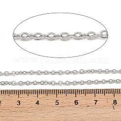 変色しない3.28フィートの304ステンレススチールアズキチェーン  ハンダ付け  フラットオーバル  ステンレス鋼色  3x2x0.5mm&nbsp;X-CHS-R008-10
