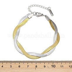 女性用ステンレススチールマルチ連ブレスレット201個  ゴールデン·ステンレス鋼色  6-3/4インチ（17.2cm）&nbsp;BJEW-H633-03GP