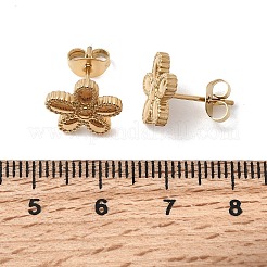 フラワー 304 ステンレス スタッド イヤリング  イオンプレーティング（ip）  18KGP本金メッキ  11.5x12.5mm&nbsp;EJEW-G453-09G