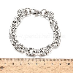 女性用304ステンレススチールアズキチェーンブレスレット  ステンレス鋼色  8-1/8インチ（20.5cm）&nbsp;BJEW-Q050-01C-P
