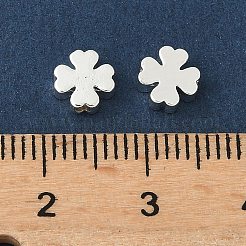 真鍮ビーズ  ニッケルフリー  ラックめっき  長持ちメッキ  銀  クローバー  6x6x2.5mm  穴：1.4mm&nbsp;KK-D386-19P-03