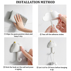 3セット3色の空をテーマにした雲と月の形跡が残らない粘着壁フック  abs & pvc スティッキー フック ハンガー  ミックスカラー  75~81x55.5~61x25.5~26mm  3個/セット  1セット/色&nbsp;AJEW-GF0006-94