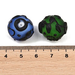 ゴシック調の手作りフロスト加工ランプワークビーズ  花模様の丸  ミックスカラー  17-18x17-17.5mm  穴：1.5mm&nbsp;LAMP-E039-03