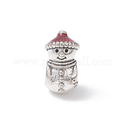 クリスマステーマ合金エナメルヨーロッパビーズ  大穴ビーズ  アンティークシルバー  雪だるま  13x7x7.5mm  穴：4.5x4mm&nbsp;MPDL-Q213-10AS
