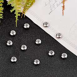 真鍮ビーズ  内部のゴムと  スライダービーズ  ロンデル  プラチナ  7x3.5mm  穴：2mm  50個/箱&nbsp;KK-AR0001-62P