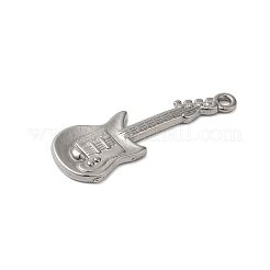 変色しない304ステンレススチールペンダント  ギターチャーム  ステンレス鋼色  31x11x2mm  穴：1.6mm&nbsp;STAS-N103-51P