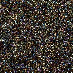 MIYUKIラウンドロカイユビーズ  日本製シードビーズ  15/0  （rr357)ルートビールライニングトパーズab  1.5mm  穴：0.7mm  約5555個/10g&nbsp;X-SEED-G009-RR0357