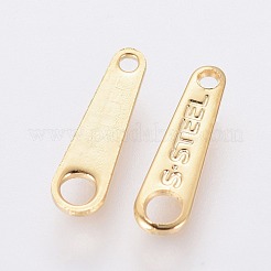 304ステンレススチールチェーンタブ  チェーン延長コネクター  ゴールドカラー  10x3x0.6mm  穴：0.8mmと1.6mm&nbsp;LS-STAS-L234-011G
