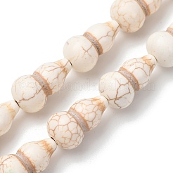 合成ターコイズ染色ビーズ連売り  ヒョウタン  ホワイト  20.5x12mm  穴：1.2mm  約18個/連  14.49''（36.8センチメートル）&nbsp;G-B184-B01-03