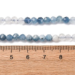 天然石アクアマリンビーズ連売り  多面カット  ラウンド  4~4.5mm  穴：0.7mm  約91~93個/連  15.35~15.51インチ（39~39.4cm）&nbsp;G-C226-B03-4mm