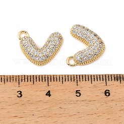 真鍮と透明キュービックジルコニアのチャーム  フォーチュンクッキーチャーム  18KGP本金メッキ  13x16x3.5mm  穴：2.5mm&nbsp;KK-G558-03G