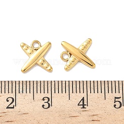 304ステンレススチールチャーム  飛行機チャーム  18KGP本金メッキ  9.5x9.5x1.5mm  穴：1.6mm&nbsp;KK-D503-18G