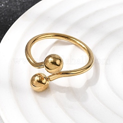 女性用304ステンレススチールオープンカフリング  イオンプレーティング（ip）  ラウンド  18KGP本金メッキ  内径：17.8mm&nbsp;RJEW-K313-19G
