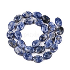 天然ブルースポットジャスパービーズ連売り  フラットオーバル  14x10x5.5mm  穴：1.2mm  約28個/連  15.55''（39.5センチメートル）&nbsp;G-M206-40