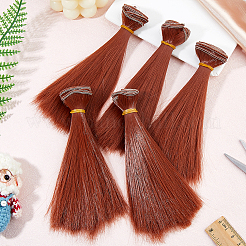 高温ファイバー人形ウィッグヘア  DIYの女の子のためのbjdメイキングアクセサリー  ブラウン  100x15.5~16.5mm&nbsp;AJEW-WH0561-83A-09