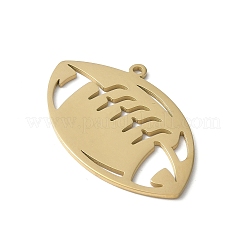 304ステンレスペンダント  ラグビーのチャーム  18KGP本金メッキ  20.5x33x1mm  穴：1.5mm&nbsp;STAS-E501-10G